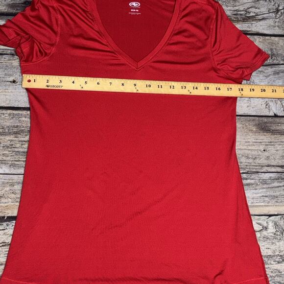 Athletic Works Red Poly V Neck Stretch Top Women's Size Medium - Picture 3 of 5
